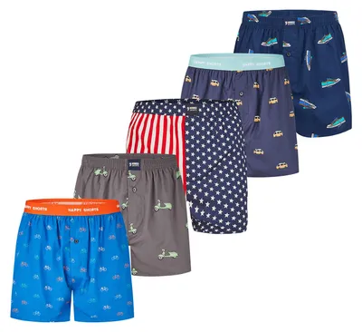 Produktbild von Happy Shorts Herren Boxer Motiv Mix 5-Pack travel - Größe L