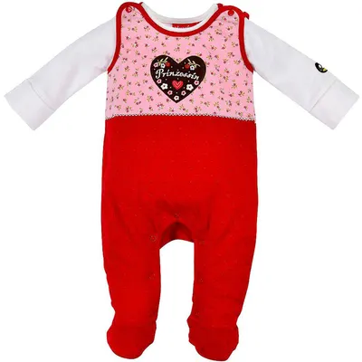 Produktbild von BONDI Baby Strampler "Prinzessin" mit Herz 86557 | Mädchen Overall 2-tlg. Rosa Rot Größe: 68