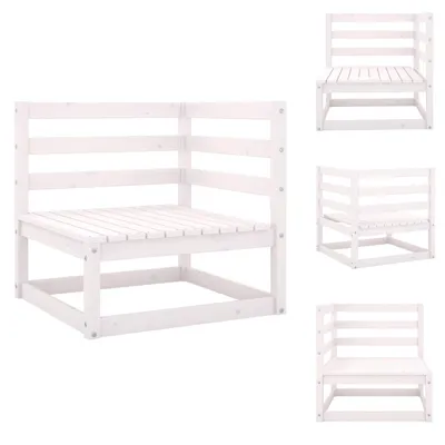 Produktbild von vidaXL Garten-Ecksofa Weiß Massivholz Kiefer -  Gartenmöbel-Sets