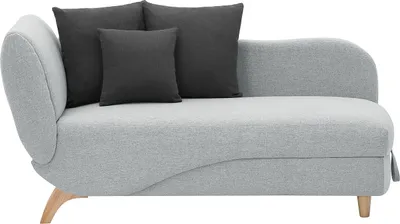 Produktbild von PENELOPE rechte Chaiselongue aus hellgrauem Stoff mit Stauraum für Bettzeug