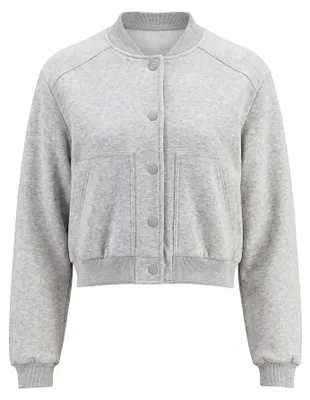 Produktbild von Damen Cropped College-Jacke mit Druckknopfverschluss, normale Passform, grau M