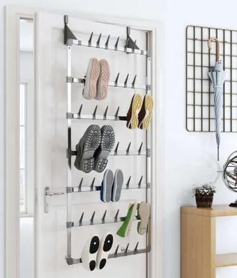 Produktbild von The Living Store Hängender Schuhe-Organizer Silbern 66x13x139 cm