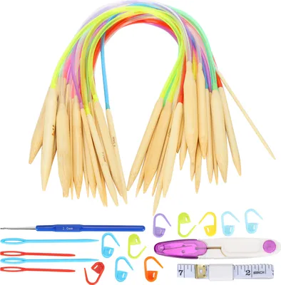 Produktbild von 18ks kreisförmige Nadel doppelte Bambus -Farbrohrnadel -Tool mit Zubehör Pack (40 cm Packung)
