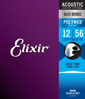 Produktbild von Elixir 11075 Polyweb - 80/20 Bronze, light-medium (012-056)