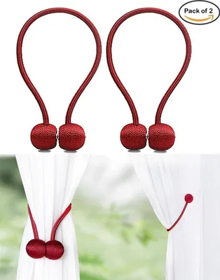 Produktbild von 2 Stück Rot Magnetische Vorhang Raffhalter Vorhang Clips Seil Rückwärtige Vorhang Halter Schnallen Vorhang Binder Gardinenhalter für Haus Dekoration