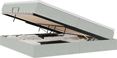 Image de vidaXL Lit de rangement avec matelas gris clair 200 x 200 cm velours