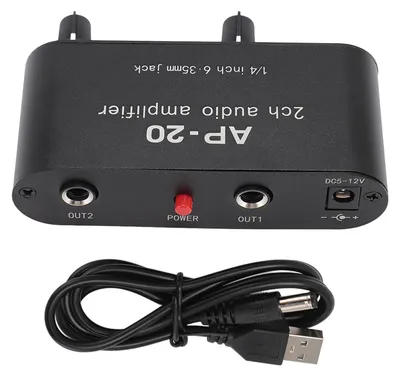 Immagine prodotto di Amplificatore audio a 2 canali, preamplificatore stereo bilanciato da 1/4 di pollice (6,35 mm) con regolazione indipendente del guadagno
