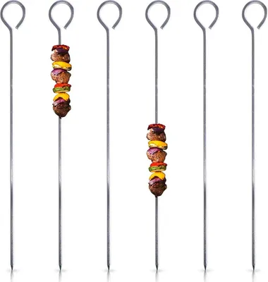 Image de 6 brochettes en acier Brochettes en acier pour barbecue Brochettes