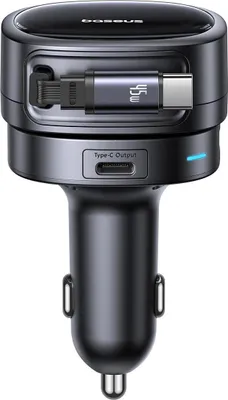 Immagine prodotto di Caricabatteria da auto Baseus Primetrip Vr1 60W USB-A USB-C con cavo USB-C avvolgibile - Nero