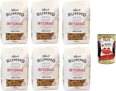 Produktbild von Rummo Pasta Integrale Fusilli N°48,Vollkornnudeln Nudeln Vollkorn Italienische Pasta 6x 500g + Italian Gourmet polpa 400g