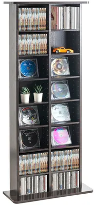 Zdjęcie produktu dla Szafka na płyty DVD - Szafka na płyty CD - Szafka multimedialna - Szafka do przechowywania - Regał na książki - 8 regulowanych półek - Miejsce na 464 płyty CD