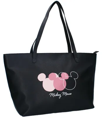 Produktbild von Große Damen Shopping-Tasche | schwarz Kunstleder | Disney Mickey Mouse