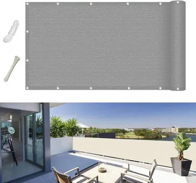 Immagine prodotto di Paravento da balcone, grigio chiaro, resistente ai raggi UV e alle intemperie, 90x300 cm