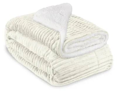 Image de Couverture Beautissu Sherpa Couverture douillette Effet pailleté XL Nature Elisa, 150 x 200 cm