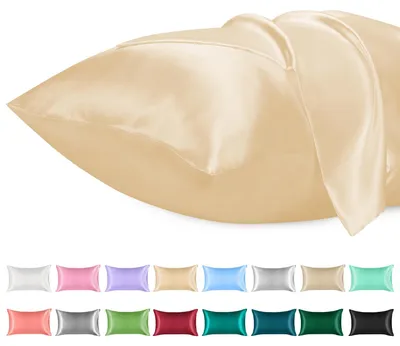 Produktbild von Set mit 2 Satin-Kissenbezügen (50 x 75 cm), seidig weich, haut- und haarschonend, -, Champagner