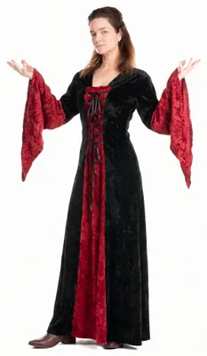 Produktbild von Magierin Samtkleid schwarz-rot Größe: L