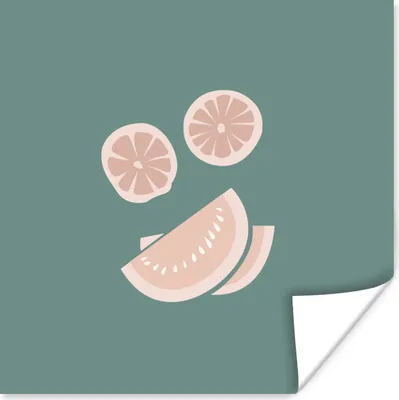 Produktbild von MuchoWow® Poster Sommer - Obst - Rosa 100x100 cm - Babyzimmer