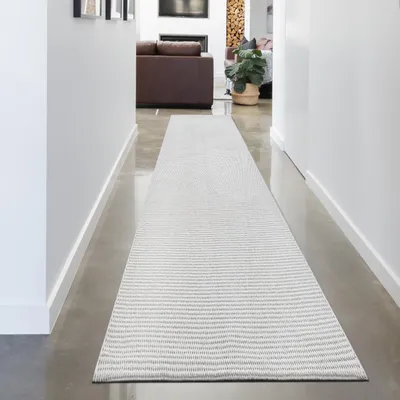 Produktbild von Wohnzimmerteppich Kurzflor im modernen Muster in creme Größe - 80 x 250 cm