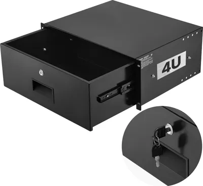 Produktbild von VEVOR 4U-Rackschublade, 22,68 kg, abschließbares Serverschrankgehäuse, Schiebeschublade mit Schloss & Kabelmanagementlöchern, für 482 mm Netzwerkschrank-AV-Rack oder Schrankgehäuse