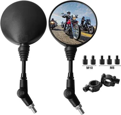 Produktbild von Motorrad-Spiegel-Set - Lenkerspiegel, Rückspiegel - Für sicheres Fahren - Universell verstellbar - 2 Stück - Schwarz