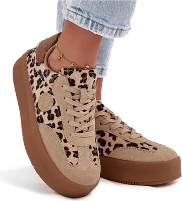 Zdjęcie produktu dla Sneakersy Damskie Na Platformie Panterka Big Star SS274763 Beżowe 39