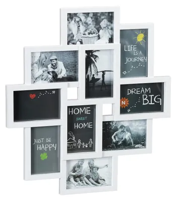 Fotocollage-Rahmen für 10 Fotos, 55x50 cm, Weiß, Kunststoff