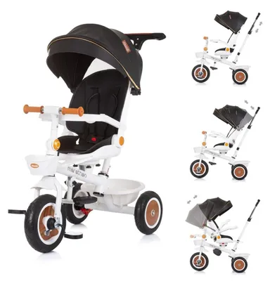 Produktbild von Chipolino Tricycle Marathon 2 in 1 Dreirad, Sitz umkehrbar, Gummiräder, Dach schwarz/weiss