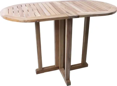 Produktbild von Balkontisch MARTIN oval klappbar - Teak, Natur, 120x60x75cm | Gartentisch Balkon-Tisch Kleiner Tisch Terrassentisch Verandatisch