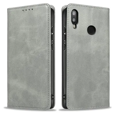 Produktbild von Handyhülle für Huawei P20 Lite Kunstleder Flip Cover Hülle Klapphülle Case Kartenfach Farbe: Grau