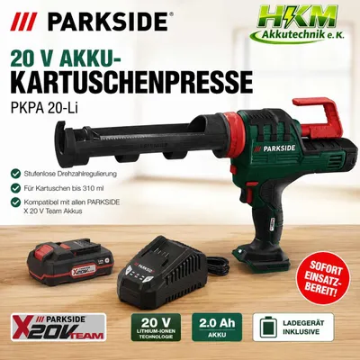 Produktbild von PARKSIDE 20 V Akku-Kartuschenpresse PKPA 20-Li Akku 2.0 Ah / Ladegerät