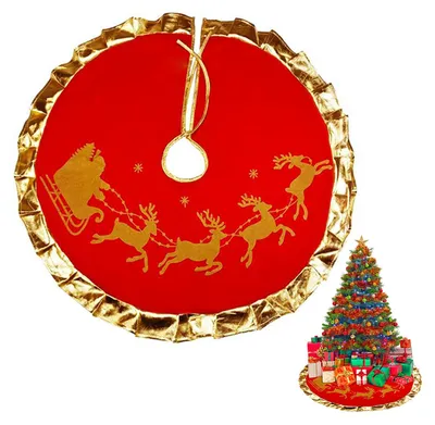 Weihnachtsbaumdecke rund, 90 cm, rot, Flanell, für Bäume bis 1,1 m