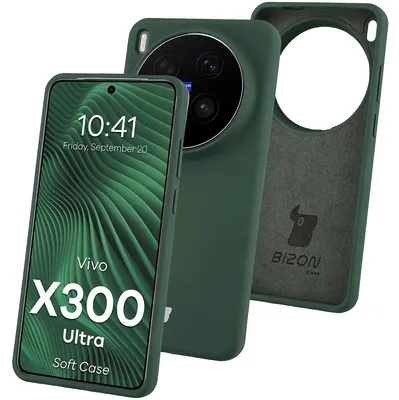 Produktbild von Silikon Handyhülle für Vivo X300 Ultra, Bizon Soft Case, Dunkelgrün