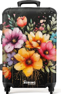 Produktbild von NoBoringSuitcases.com® Großer Koffer - Blumen im Graffiti-Stil - Kombinationsschloss TSA - Hartschalen Trolley 4 Rollen - 72 liter - Reisekoffer - 66 cmKoffer Mittelgroß 67x43x25 cm, 72L,