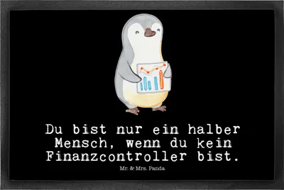 Produktbild von Mr. & Mrs. Panda Schmutzmatte Finanzcontroller Herz 50 x 75 cm - Schwarz - Geschenk, Gummimatte, Fußabstreifer, fußmatte, Türvorleger, Schmutzfänger, teppichmatte