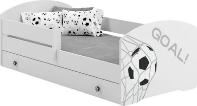 Image de Lit enfant 140x70 blanc avec tiroir football