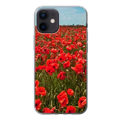 Produktbild von MuchoWow® Handyhülle Schutzhülle Hülle für iPhone 12 Eine Wiese voller Mohnblumen Silikon Softcase Handy Hülle - Schutzhülle