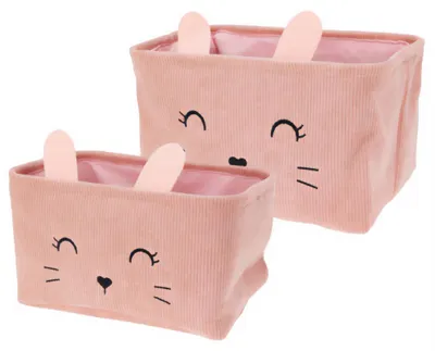 Zdjęcie produktu dla Pojemniki na zabawki CUTIE z uszkami, sztruksowe, 2 sztuki