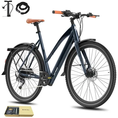Produktbild von Unisex City E-bike 28 Zoll Rostfreie Aluminiumlegierung 36V 250 W bis zu 100 km Wasserdicht IPX4 Pedelec mit 9 Gang, Blau