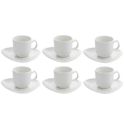 Obrázek produktu pro SADA 6 porcelánových šálků na kávu a čaj s podšálky FLORINA 250 ml