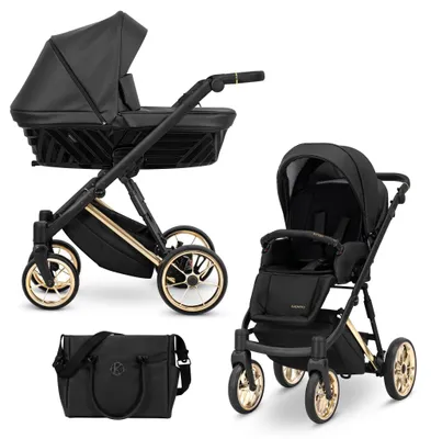 Produktbild von Kinderwagen Kunert Ivento Premium 2in1 - goldene Rahmenfarbe - Farbe: Black Pearl