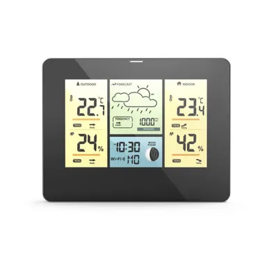 Produktbild von Hama 00176596, Schwarz, Innen-Luftdruck, Innen-Hygrometer, Innen-Thermometer, Außen-Hygrometer, Außen-Thermometer, Barometer, Hygrometer, Thermometer, 20 - 95%, 20 - 95%, -20 - 60 °C