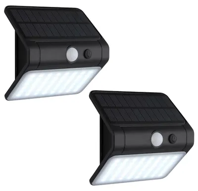 Produktbild von 2x LED Außen-Wandleuchte, Solar, Sensor, Schwarz, 12 x 11,8 cm, IP54