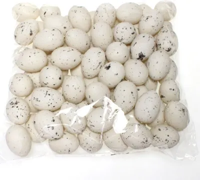 Produktbild von 72 Eier ca. 4cm Kunststoff Kiebitzeier weiß gesprenktelt Ostereier Wachteleier