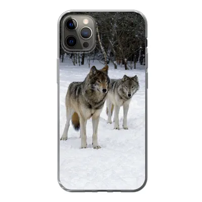 Produktbild von MuchoWow® Handyhülle Schutzhülle Hülle für iPhone 12 Pro Max Wolf - Schnee - Kanada Silikon Softcase Handy Hülle - Hartschale