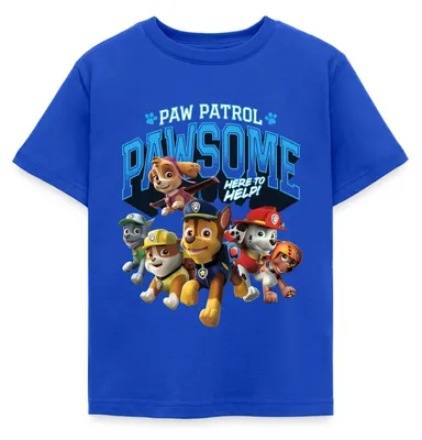 Produktbild von Spreadshirt Paw Patrol Pawsome Here To Help Spruch Blau Kinder T-Shirt, 110/116 (5-6 Jahre), Royalblau