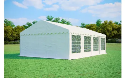 Zdjęcie produktu dla Namiot imprezowy 5x8 m STANDARD – PVC 500 g/m² z impregnacją ogniochronną, ocynkowane rury Ø38 mm, do 80 osób - Biały