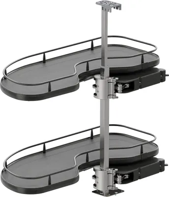Produktbild von Vauth-Sagel Karussell Eckschrank Cornerstone Maxx Set Planero - Schrankauszug Küche - moderner Organizer für den Eckschrank, KB 800mm FB 400mm links, Stahl/Holz lava
