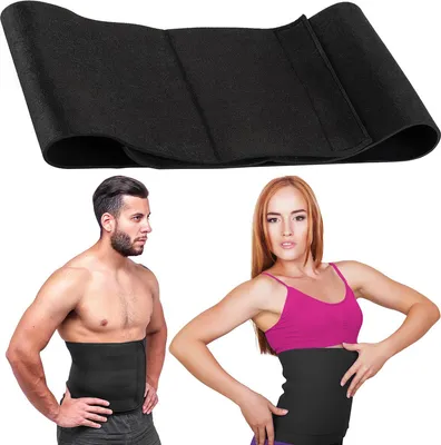 Produktbild von Gymtek® Neopren Bauchweggürtel, Waist Trainer - 18 x 95 cm - Verstellbarer Fitness Gürtel, Abnehmen Waisttrainer, Taille Trimmer für Damen und Herren