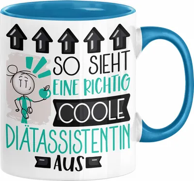 Produktbild von Diätassistentin Geschenk Tasse Geschenkidee für Diätassistentin Geburtstag Weihnachten Spruch So Sieht Eine Richtig Coole Diätassistentin Aus Kaffee-Becher  (Blau)