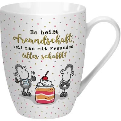 Porzellan-Mok mit Spruch "Freundschaft", 30 cl, bunt